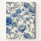 Aangepaste naam Blauwe Vintage Bloemen | Monogram Notitieboek (Achterkant)