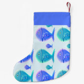 Aangepaste naam blauwe vis kleine kerstsok (Achterkant)
