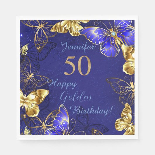 Aangepaste naam blauwe vlinder papier servkin servet (Voorkant)