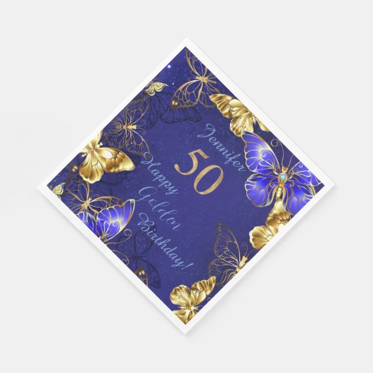 Aangepaste naam blauwe vlinder papier servkin servet (Hoek)