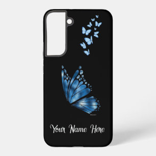 Aangepaste naam Blauwe Vlinder Samsung Galaxy S22  Hoesje