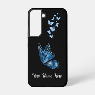 Aangepaste naam Blauwe Vlinder Samsung Galaxy S22  Hoesje