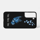Aangepaste naam Blauwe Vlinder Samsung Galaxy S22 Hoesje (Achterkant horizontaal)