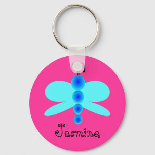 Aangepaste naam blauwe vlinder sleutelhanger