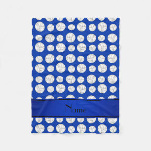 Aangepaste naam blauwe volleyballen blauwe streep fleece deken