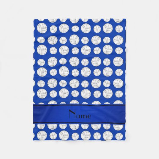 Aangepaste naam blauwe volleyballen blauwe streep fleece deken (Voorkant)