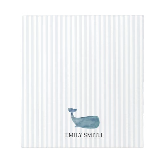 Aangepaste naam Blauwe Walvis Nautilus Streep Notitieblok (Voorkant)