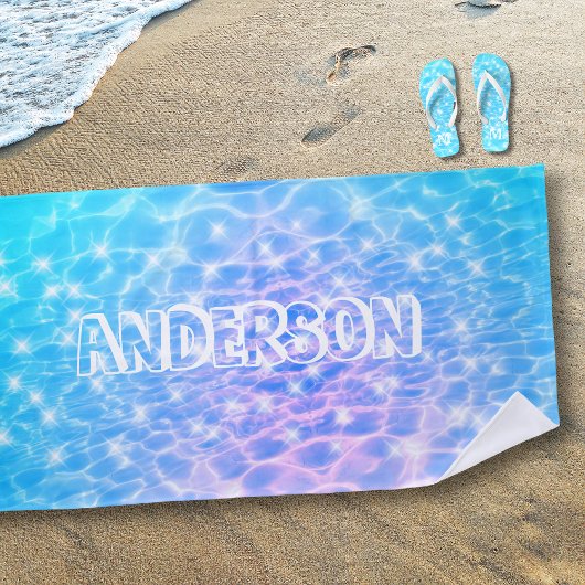 Aangepaste naam Blauwe Water Ripple Water Textuur Strandlaken