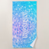 Aangepaste naam Blauwe Water Ripple Water Textuur Strandlaken (Voorkant)