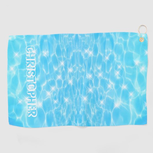 Aangepaste naam blauwe waterrimpels watertexturen  golfhanddoek (Horizontaal)