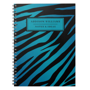 Aangepaste naam Blauwe zebra strepen journaal noti Notitieboek