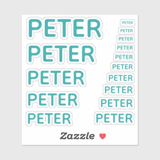 Aangepaste Naam Blauwgroen 15 Maten Eenvoudig Sticker (Vel)