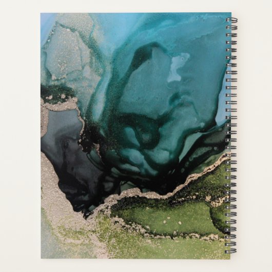 Aangepaste naam Blauwgroen Aqua Green Black Planne Planner (Achterkant)