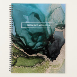 Aangepaste naam Blauwgroen Aqua Green Black Planne Planner
