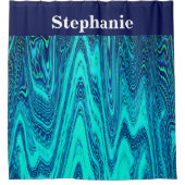 Aangepaste naam Blauwgroen Blauwe Oceaan Golf Abst Douchegordijn (Voorkant)