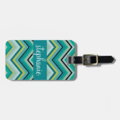 Aangepaste naam blauwgroen en groene kleurrijke ch bagagelabel (Voorkant horizontaal)