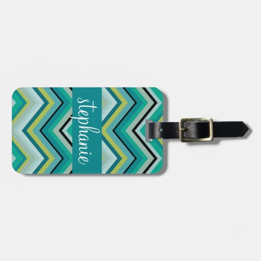 Aangepaste naam blauwgroen en groene kleurrijke ch bagagelabel (Voorkant horizontaal)