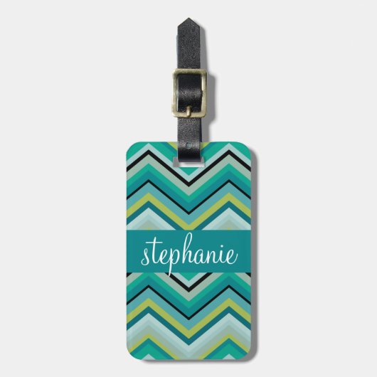 Aangepaste naam blauwgroen en groene kleurrijke ch bagagelabel (Voorkant verticaal)