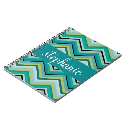 Aangepaste naam blauwgroen en groene kleurrijke ch notitieboek (Linkerzijde)