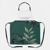 Aangepaste naam Blauwgroen en zwarte Waterverf bla Schort (Voorkant)