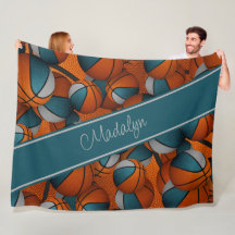 Aangepaste naam blauwgroen grijs basketballen patr