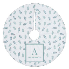 Aangepaste naam Blauwgroen Mistletoe Christmas Tre Fleece Kerstboom Rok