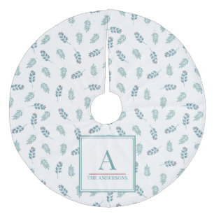 Aangepaste naam Blauwgroen Mistletoe Christmas Tre Fleece Kerstboom Rok