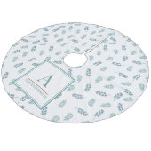 Aangepaste naam Blauwgroen Mistletoe Christmas Tre Fleece Kerstboom Rok (Gekanteld)