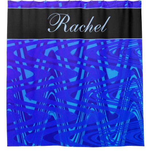 Aangepaste naam Blauwstalen Abstracte patroonkunst Douchegordijn (Voorkant)