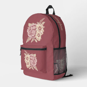 Aangepaste naam bloem illustratie bedrukte rugzak