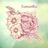 Aangepaste naam bloem illustratie raamsticker (Vel 3)