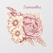 Aangepaste naam bloem illustratie raamsticker (Vel)