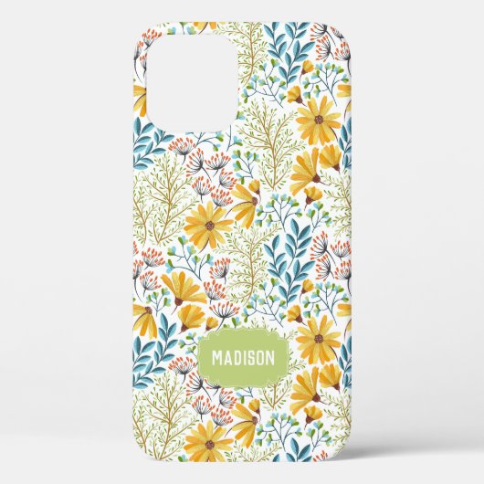 Aangepaste naam Bloem Illustratie telefoonhoesjes Case-Mate iPhone Case (Achterkant)