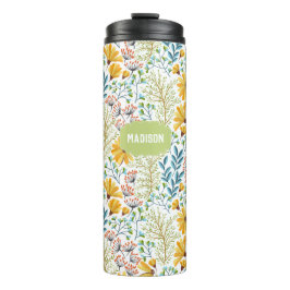 Aangepaste naam Bloem Illustratie tumbler Thermosbeker