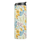 Aangepaste naam Bloem Illustratie tumbler Thermosbeker (Gedraaid links)