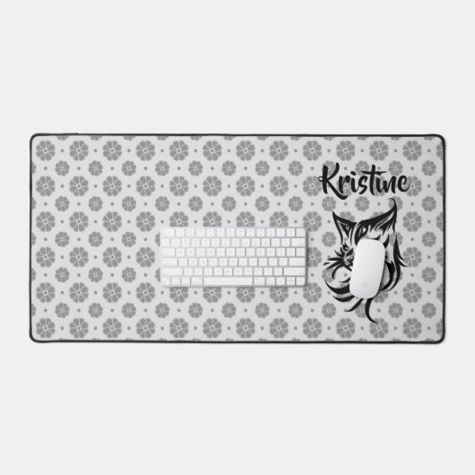 Aangepaste naam Bloem Kat Computer Desk Mat (Keyboard & Muis)