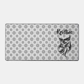 Aangepaste naam Bloem Kat Computer Desk Mat (Voorkant)
