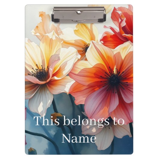 Aangepaste Naam Bloem Klembord (Voorkant)