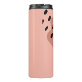 Aangepaste naam bloem met zwarte bloemen roze thermosbeker (Achterkant)