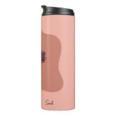 Aangepaste naam bloem met zwarte bloemen roze thermosbeker (Geroteerd rechts)