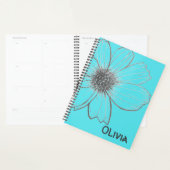 Aangepaste Naam Bloem ontwerp Blauwgroen Planner (Display)