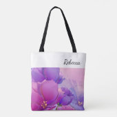Aangepaste naam | Bloem schilderij cadeau Tote Bag (Achterkant)