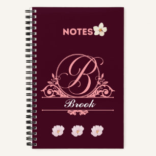 Aangepaste Naam Bloemen Design in Bourgogne Notitieboek