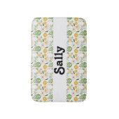 Aangepaste naam bloemen en bladeren op wit badmat (Voorkant Verticaal)