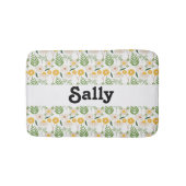 Aangepaste naam bloemen en bladeren op wit badmat (Voorkant)