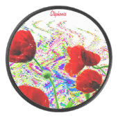 Aangepaste naam Bloemen Papaver Bloemen Kleurrijke Hockey Puck (Voorkant)