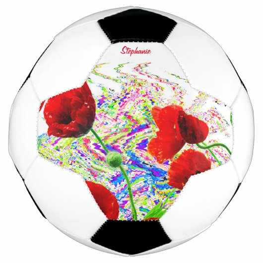 Aangepaste naam Bloemen Papaver Bloemen Kleurrijke Voetbal (Voorkant)