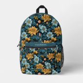 Aangepaste naam Bloemen Patroon Bedrukte Rugzak (Voorkant)