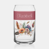 Aangepaste naam bloemen roze blikvorm glas (Voorkant)