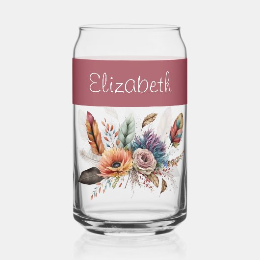 Aangepaste naam bloemen roze blikvorm glas (Voorkant)